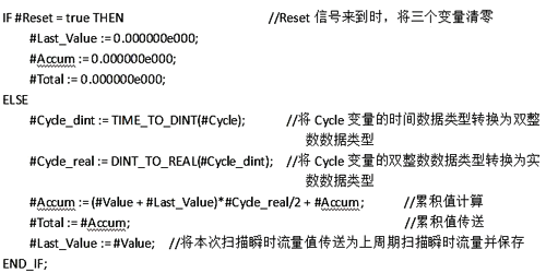 PLC實現(xiàn)流量積算的程序