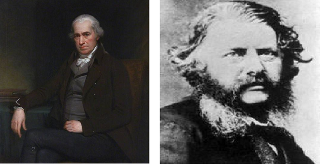 左：詹姆斯.瓦特 JAMES WATT；右：朗肯 W.J.M.Rankine