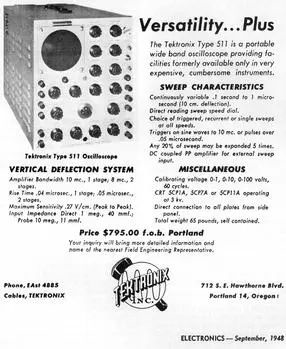 泰克1948年的示波器廣告 泰克1948年的示波器廣告