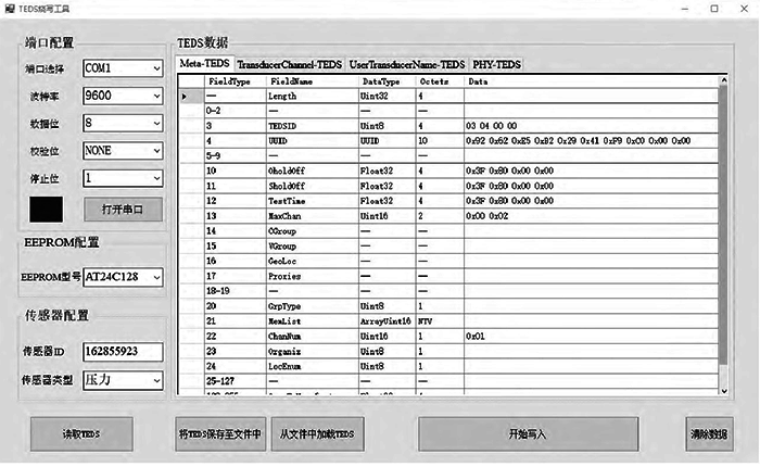 智能傳感器TEDS配置界面 智能傳感器TEDS配置界面